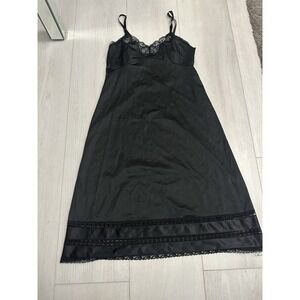 Vintage Adonna Antron III Nylon Slip Lingerie Sz 36 - Black
